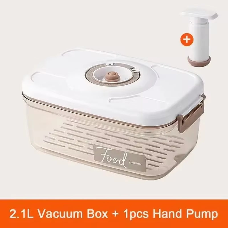 Vacuum Storage Box Sealed Grain Tank Household Fresh-Keeping Box Refrigerator Drainable Food Storage Container Kitchen Organizer