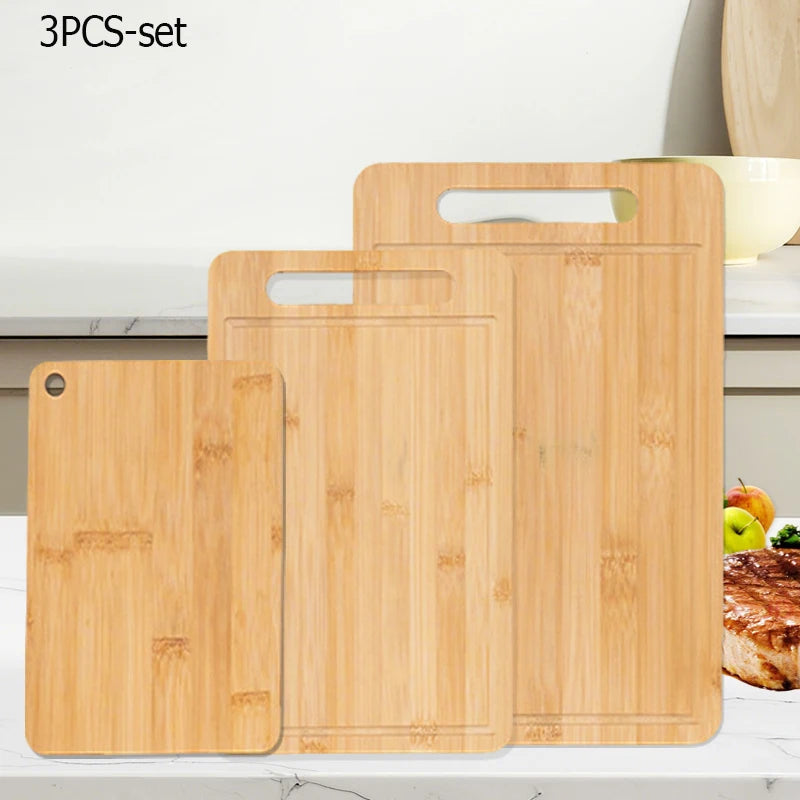 1~3Pcs Bamboo Cutting Board Set for Cut Meat Vegetable Fruits Thick Bamboo Cutting Board Multipurpose Kitchen Chopping Boards