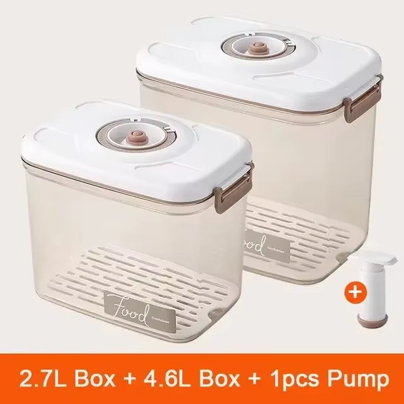 Vacuum Storage Box Sealed Grain Tank Household Fresh-Keeping Box Refrigerator Drainable Food Storage Container Kitchen Organizer