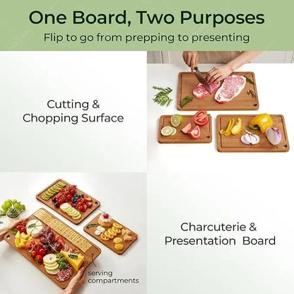 1~3Pcs Bamboo Cutting Board Set for Cut Meat Vegetable Fruits Thick Bamboo Cutting Board Multipurpose Kitchen Chopping Boards