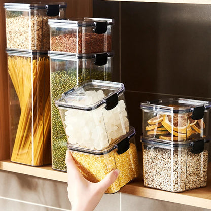 Sealed Jars Kitchen Grain Storage Organizer Large Tank Plastic Moisture-Proof Storage Box Household Seasoning Jars Set